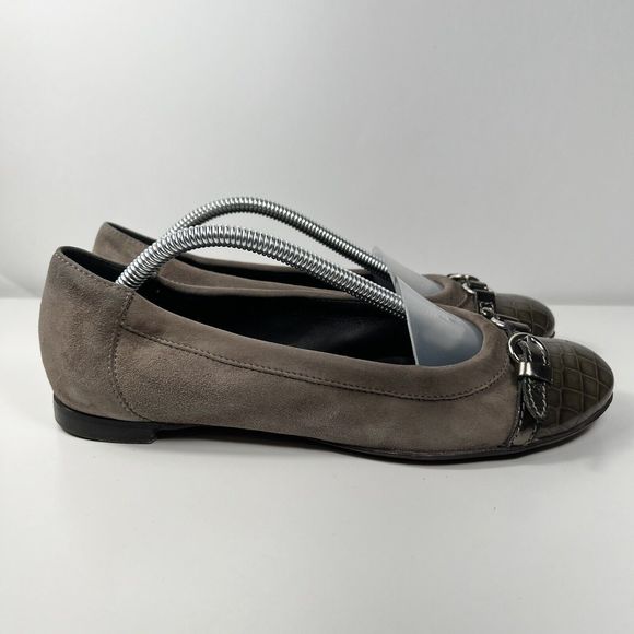 AGL Suede Animal Print Ballet Flats Cap Toe Women's 36.5 EU 6 US Made in Italy - Picture 3 of 10